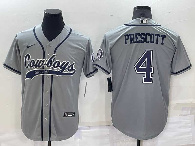 Dallas Cowboys 4 Dak Prescott Grey Men's Stitched Cool Base Nike Baseball Jersey,We sell and wholesale Dallas Cowboys 4 Dak Prescott Grey Men's Stitched Cool Base Nike Baseball Jersey on line form chian!